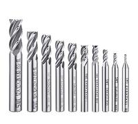 Juego de 10 brocas Afunta de 4 surcos, de 0,2 a 1,2 cm, juego de brocas de varilla recta HSS CNC para taladro, conjunto de herramientas para madera, aluminio, acero y titanio