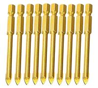 Juego de 10 brocas de carburo de tungsteno con cabeza de lanza de 5 mm, vástago hexagonal de cabeza plana para azulejos de vidrio, espejo, espejo de cerámica, porcelana y mármol