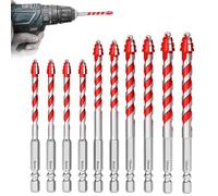 Juego de 10 brocas de diamante YG6A de metal duro (aleación premium), brocas especiales para baldosas macizas, granito, mármol, vidrio y cerámica, diseño de 4 cuchillas para agujeros limpios