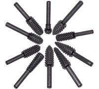Juego de 10 brocas de lima con taladro esférico, cilíndrico, puntiagudo, escofina para carpintería, herramienta de tallado de 1/4 pulgadas, juego de rebabas giratorias de vástago redondo de 1/4