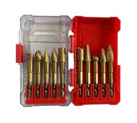 Juego de 10 brocas giratorias de carburo sólido con vástago hexagonal de 1/4 pulgadas de doble corte para tallado de madera y metal