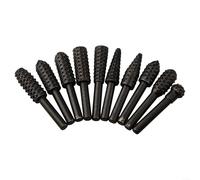 Juego de 10 brocas para madera, vástago de 1/4 pulgadas, cabezal de fresado eléctrico, lijadora rotativa para carpintería, tallado, desbarbado, metal blando