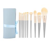 Juego de 10 brochas de maquillaje profesional con pelo de fibra sintética suave para principiantes y artistas de maquillaje, ideal para viajes con bolsa de almacenamiento de tubo de aluminio