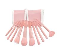 Juego de 10 brochas de viaje para maquillaje con bolsa de almacenamiento, suministros de maquillaje para sombra de ojos y pestañas