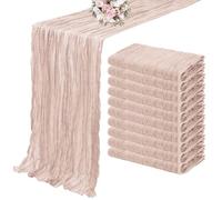 Juego de 10 caminos de mesa de gasa semitransparente for bodas, mantel de gasa beige oscuro for cenas, fiestas, banquetes navideños, arcos y decoración de tartas.(Beige)