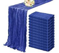 Juego de 10 caminos de mesa de gasa semitransparente, mantel de gasa for bodas, fiestas, banquetes navideños, arcos y decoración de tartas.(Blue)