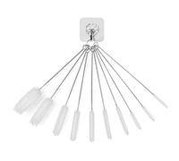 Juego de 10 cepillos de Limpieza de Nailon, 1 Gancho, Cepillo de Limpieza de Tubo pequeño, Limpiador de Tubos de Botella de Nailon para Limpiar pajitas, Tubos de Botellas, boquillas (Blanco)