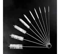 Juego de 10 cepillos de limpieza de paja de nailon, cepillos limpiadores de tuberías de botellas para pajitas, hervidores, tubos y boquillas, alambre de acero inoxidable flexible con cerdas de nailon