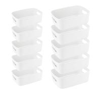 Juego de 10 Cestas Almacenaje de Plástico, Múltiples Colores Cajas Organizadoras de Plástico con Asas, Cesta de Ordenación para Cocina, Baño, Armario, Oficina (2 talla)