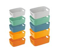 Juego de 10 Cestas Almacenaje de Plástico, Múltiples Colores Cajas Organizadoras de Plástico con Asas, Cesta de Ordenación para Cocina, Baño, Armario, Oficina (2 talla)