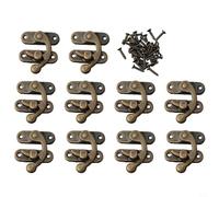 Juego de 10 cierres de aleación de zinc de bronce antiguo para joyeros de madera, cajas de herramientas y pequeños contenedores de almacenamiento, 10 juegos con diseño de gancho derecho