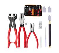 Juego de 10 cortadores de vidrio de alta calidad, alicates de herramientas lubricados con aceite y bolsa de cuero para manualidades y botellas de aceite, kit de cortador de vidrio