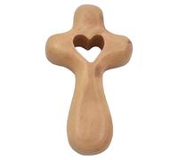 Juego de 10 cruces pequeñas de bolsillo de madera de olivo con bolsas y tarjetas de oración para sostener cruces de mano a granel para bautizo de Navidad, primer regalo, estatuas de ciervo para