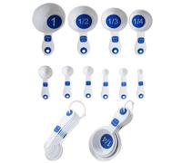Juego de 10 cucharas y tazas medidoras Chef Craft (blanco y azul) plateado