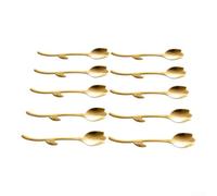Juego de 10 cucharillas de café de acero inoxidable 304, 14,4 cm | Acero inoxidable 304, mango de flor, apto para lavavajillas, 14,4 cm de longitud, para café, té, postre