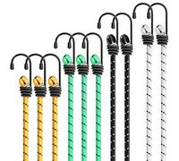 Juego de 10 Cuerdas Elásticas con Gancho, 4 Tamaños de Ganchos Elásticos, Cuerda Elástica con Gancho para Lonas, Portaequipajes, Coches y Bicicletas, Arañas Elásticas Militares
