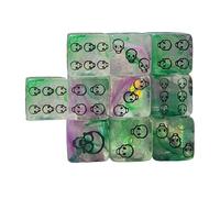 Juego de 10 dados acrílicos de 6 lados redondos de esquina con patrón de calavera, dados de juego de mesa, herramienta de enseñanza de conteo de matemáticas, accesorios Mahjong, juego de dados de seis