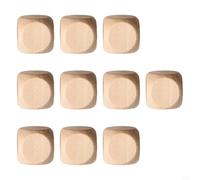 Juego de 10 dados de madera sin terminar lisos para pintar, teñir, grabar o marcar con tinta permanente (16 mm)