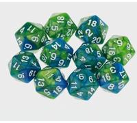 Juego de 10 dados poliédricos, juego de dados para Dungeons and Dragons Pathfinder DND RPG MTG (20 superficies de color verde cian o verde petróleo)