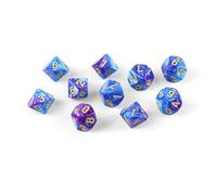 Juego de 10 dados poliédricos para Dungeons and Dragons Pathfinder DND RPG MTG (10 superficies lila-azul)