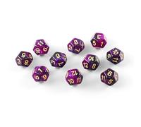 Juego de 10 dados poliédricos para Dungeons and Dragons Pathfinder DND RPG MTG (12 caras, negro y morado)