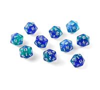 Juego de 10 dados poliédricos para Dungeons and Dragons Pathfinder DND RPG MTG (20 superficies azul-verde)