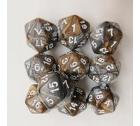 Juego de 10 dados poliédricos para Dungeons and Dragons Pathfinder DND RPG MTG (20 superficies plateadas y doradas)