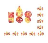 Juego de 10 dados poliédricos para juegos de mesa DND, juego de 7 dados poliédricos, color rojo y amarillo