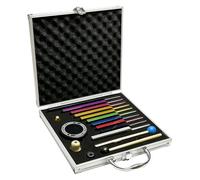 Juego de 10 diapasones Solfeggio de aluminio coloreado con activador, 2 mazos de goma, 3 soportes, paño de limpieza y caja, para meditación en casa, yoga y terapia de sonido en casa