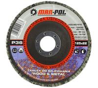 Juego de 10 discos abrasivos laminares en abanico | Ø125 mm | Grano P36 | Orificio interno Ø22,2 mm | Velocidad máxima 12.200 rpm | para amoladora | para metal y madera