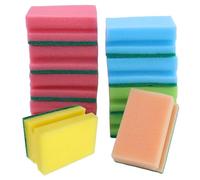 Juego de 10 esponjas para Lavar Platos sin arañazos, Esponja de Limpieza, Esponja de Cocina, de Doble Cara, Estropajo, Estropajo, Esponja para el hogar, con Fieltro y Mango Hueco (Multicolor)