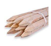 Juego de 10 estacas redondas de madera natural de 6 x 100 cm, diferentes longitudes y grosores, ideal como postes de vallas, estacas de plantas o estacas de árboles