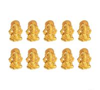 Juego de 10 estatuas de Elefante de Ganesha de Resina, Figura de Dios hindú para el hogar, Templo, meditación, decoración de Sala de Yoga, Color Dorado, 3,1 x 2,4 cm