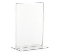 Juego de 10 expositores de mesa VITAdisplays® DIN A5 como soporte en forma de T de Plexiglas®.