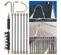 Juego de 10 extensores de 4000 PSI compatibles con Kärcher K2-7 limpiador de alta presión, accesorios de limpieza a presión estable, lanza con boquillas angulares, limpiador de canalones con forma de