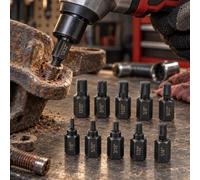 Juego de 10 extractores de tornillos de cabeza hexagonal, juego de extractores de pernos multiranura, tornillo roto y removedor de sujetadores de acero Cr-Mo, 0.1 a 1 cm