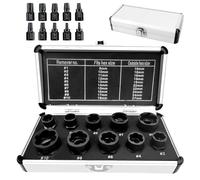 Juego de 10 extractores de tuercas: WIYETY Juego de extractores de tornillos en espiral, juego de llaves de vaso de perfil en espiral, extractor para quitar tuercas y tornillos dañados, oxidados (9-19