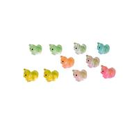 Juego de 10 figuras de resina coloridas de ratones en miniatura para decoración creativa de tartas, ballena, ganado, gatito, estatuas de colores vibrantes