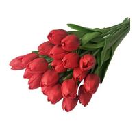 Juego de 10 flores artificiales de tulipán de poliuretano al tacto real, ramo de boda para el hogar, jardín, fiesta, decoración floral