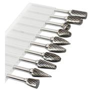 Juego de 10 fresas rotativas de carburo de tungsteno: brocas de amoladora de matriz de alta eficiencia for carpintería, pulido y tallado de metales.(Single Slot)