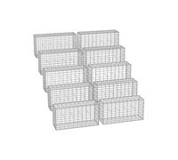 Juego de 10 Gaviones de Piedra 100 x 50 x 30 cm Plata