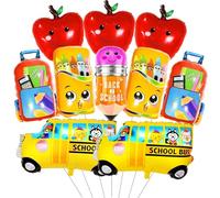Juego de 10 globos de regreso a clases, globos de autobús escolar, manzanas, globos para el primer día de escuela, decoraciones de fiesta de bienvenida a la escuela