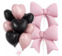 Juego de 10 globos rosa con nudo de mariposa, artículos decorativos para fiestas de niñas, color negro y rosa, artículo de cumpleaños, diseño de nudo de mariposa, decoración de San Valentín, fiesta de