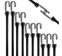 Juego de 10 gomas tensoras con ganchos, 30 cm, 60 cm, 80 cm, 100 cm, con ganchos, banda elástica negra con ganchos, cuerda elástica para camping, toldo, lona de remolque, baca