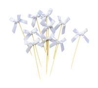Juego de 10 hermosos adornos para tartas con lazo para decoración elegante de cumpleaños y fiesta nupcial, temática romántica