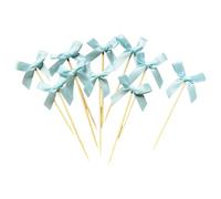 Juego de 10 hermosos adornos para tartas con lazo para decoración elegante de cumpleaños y fiesta nupcial, temática romántica
