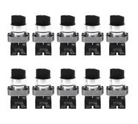 Juego de 10 interruptores giratorios XB2-BD33 de 3 posiciones, aleación de aluminio, diseño ON-OFF-ON, 1 millón de ciclos, negro, 69 x 30 x 30 mm, montaje en panel IP40, 22 mm, corte para iluminación