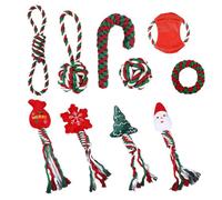 Juego de 10 juguetes de Navidad para juguetes de juguete, cuerda de juguete, Snowflake Tug Toy, Best Set de 10 Christmas Teething Rope Toys Interactive Snowflake and Santa Rope Toys for Small Breeds
