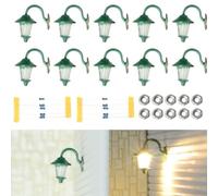 Juego de 10 lámparas LED de calle para casas modelo a escala H0, LED blanco cálido con cableado y resistencias, compatible con fuente de alimentación de 3 V para iluminación de diseño