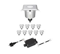 Juego de 10 lámparas LED empotrables en el suelo AGENA para exterior IP65 acero